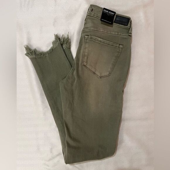 Dear John Stretch skinny mid-rise jeans, raw edge, size 25,‎ NWT color is Mortar - Picture 6 of 9
